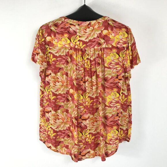 Torrid Rayon Crepe Tie Flutter Sleeve Peasant Top Women's Plus Size 1/1X Floral - Picture 5 of 11